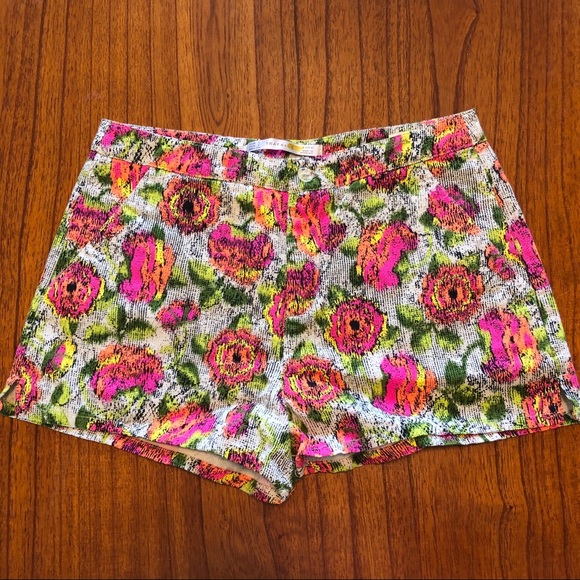 Zara | Shorts | Zara Neon Floral High 